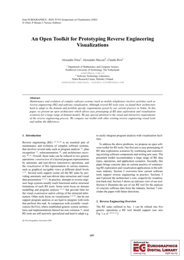 An Open Toolkit for Prototyping Reverse Engineering Visualizations