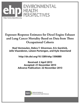 Exposure-Response Estimates for Diesel Engine Exhaust and Lung Cancer Mortality Based on Data from Three Occupational Cohorts