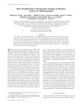 Rare Deep-Rooting Y Chromosome Lineages in Humans: Lessons for Phylogeography