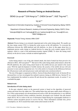 Research of Precise Timing on Android Devices DENG Liu-Yu-Qin