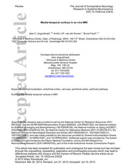 Medial Temporal Cortices in Ex Vivo MRI