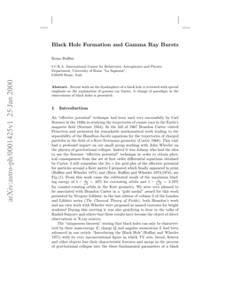 Black Hole Formation and Gamma Ray Bursts 3
