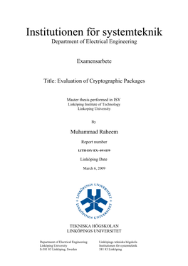 Evaluation of Cryptographic Packages