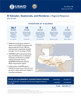 El Salvador, Guatemala, and Honduras – Regional Response JULY 29, 2021