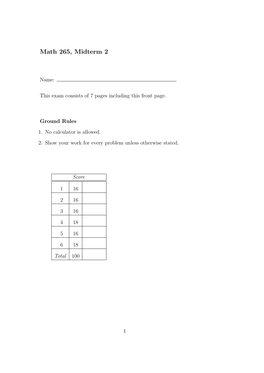 Math 265, Midterm 2