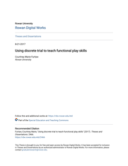 Using Discrete Trial to Teach Functional Play Skills