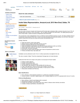 Inside Sales Representative, Amazonlocal, 2013 New Grad, Dallas, TX