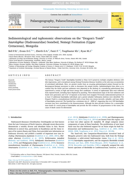 Sedimentological and Taphonomic Observations on the ￢ﾀﾜdragon's