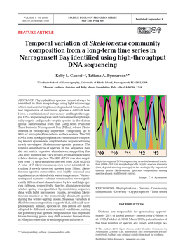 Temporal Variation of Skeletonema Community Composition from a Long-Term Time Series in Narragansett Bay Identified Using High-Throughput DNA Sequencing