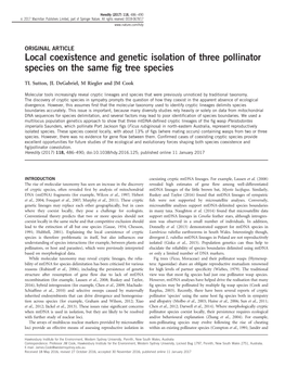 Local Coexistence and Genetic Isolation of Three Pollinator Species on the Same Fig Tree Species