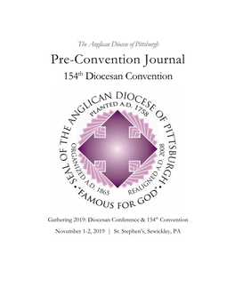 Pre-Convention Journal 154Th Diocesan Convention