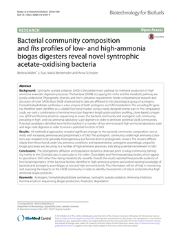 And High-Ammonia Biogas Digesters Reveal Novel Syntrophic Acetate-Oxidi