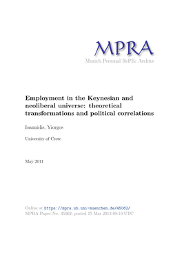 Employment in the Keynesian and Neoliberal Universe: Theoretical Transformations and Political Correlations