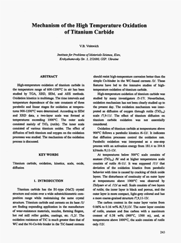 Mechanism of the High Temperature Oxidation of Titanium Carbide