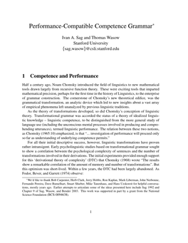 Performance-Compatible Competence Grammar