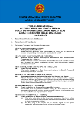 Dewan Undangan Negeri Sarawak Aturan Urusan Mesyuarat