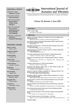 International Journal of Acoustics and Vibration, Vol