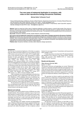 Two New Cases of Metasomal Duplication in Scorpions, with Notes on Their Reproductive Biology (Scorpiones: Buthidae)