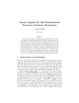 Linear Algebra II: the Fundamental Structure of Linear Transforms