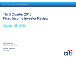Citi Third Quarter 2018 Fixed Income Investor Review