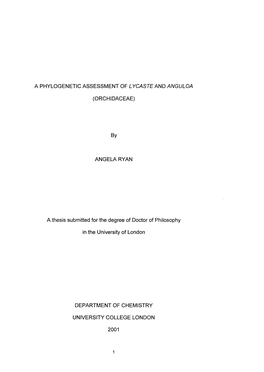 A Phylogenetic Assessment of Lycaste and Anguloa (Orchidaceae)