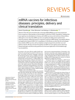 Mrna Vaccines for Infectious Diseases: Principles, Delivery and Clinical Translation