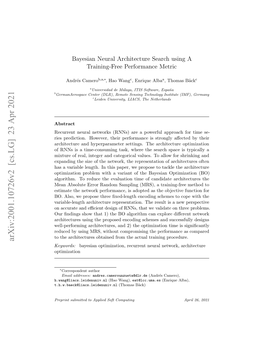 Bayesian Neural Architecture Search Using a Training-Free Performance Metric