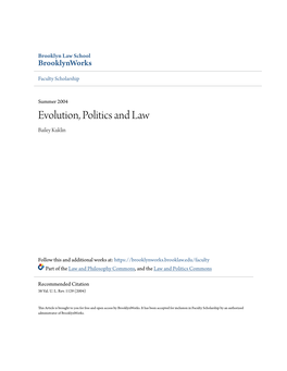 Evolution, Politics and Law Bailey Kuklin