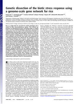 Genetic Dissection of the Biotic Stress Response Using a Genome-Scale Gene Network for Rice