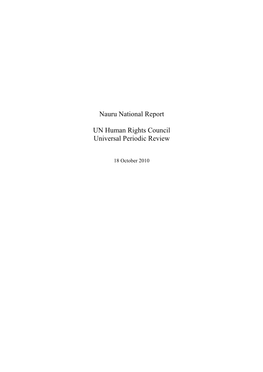 Nauru National Report UN Human Rights Council Universal Periodic Review