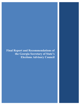 Final Report and Recommendations of the Georgia Secretary of State's Elections Advisory Council