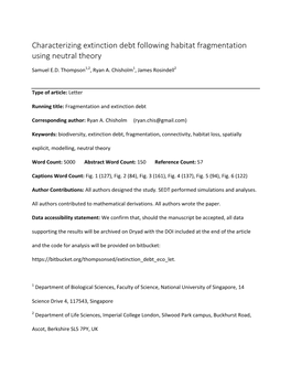 Characterizing Extinction Debt Following Habitat Fragmentation Using Neutral Theory