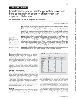 Complementary Use of Radiological Skeletal Survey and Bone