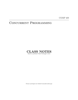 Concurrent Programming CLASS NOTES