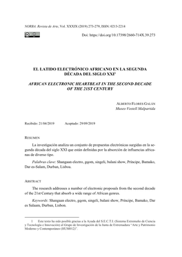 El Latido Electrónico Africano En La Segunda Década Del Siglo Xxi1