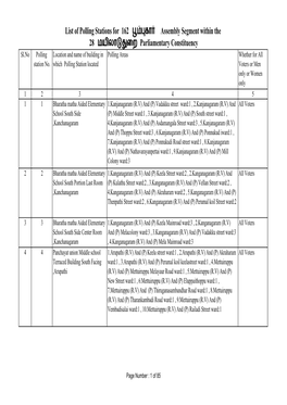 List of Polling Stations for 162 கா Assembly Segment Within the 28