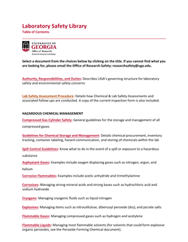 Chemical and Laboratory Safety Manual (CLSM) and Other Documents