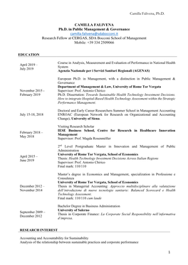 Camilla Falivena Academic CV (ENG)