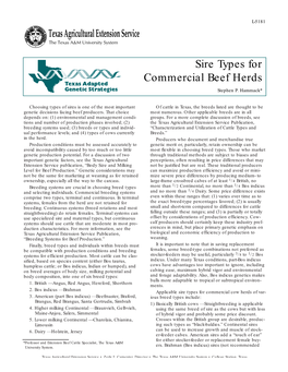 Sire Types for Commercial Beef Herds Stephen P