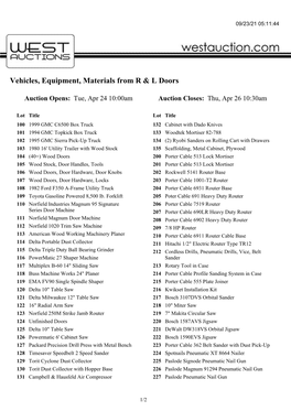 Vehicles, Equipment, Materials from R & L Doors