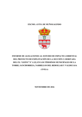 Excmo. Ayto. De Muñogalindo Informe De Alegaciones Al