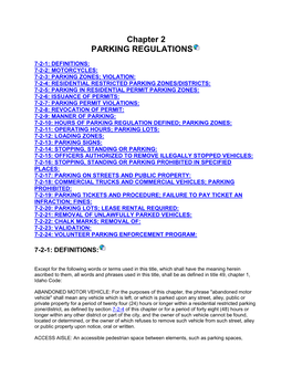 Chapter 2 PARKING REGULATIONS