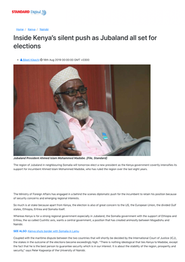 Inside Kenyaʼs Silent Push As Jubaland All Set for Elections