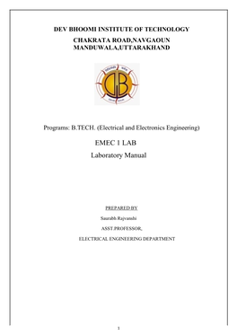 EMEC 1 LAB Laboratory Manual