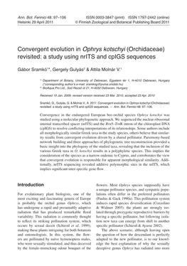 Convergent Evolution in Ophrys Kotschyi (Orchidaceae) Revisited: a Study Using Nrits and Cpigs Sequences