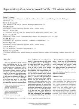 Rapid Resetting of an Estuarine Recorder of the 1964 Alaska Earthquake