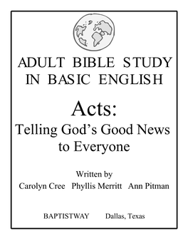 Telling God's Good News to Everyone ADULT BIBLE STUDY in BASIC