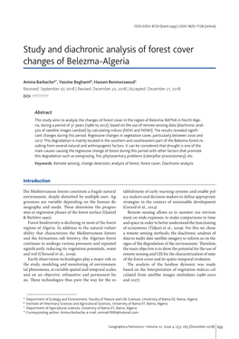 Study and Diachronic Analysis of Forest Cover Changes of Belezma-Algeria