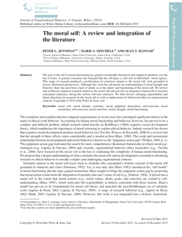 The Moral Self: a Review and Integration of the Literature