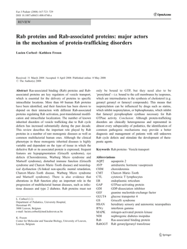 Major Actors in the Mechanism of Protein-Trafficking Disorders